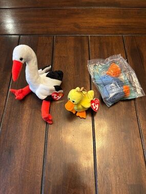 Ty Beanie Babies Stilts Stork, Quackers Duck & Scoop Pelican Happy Meal Toy